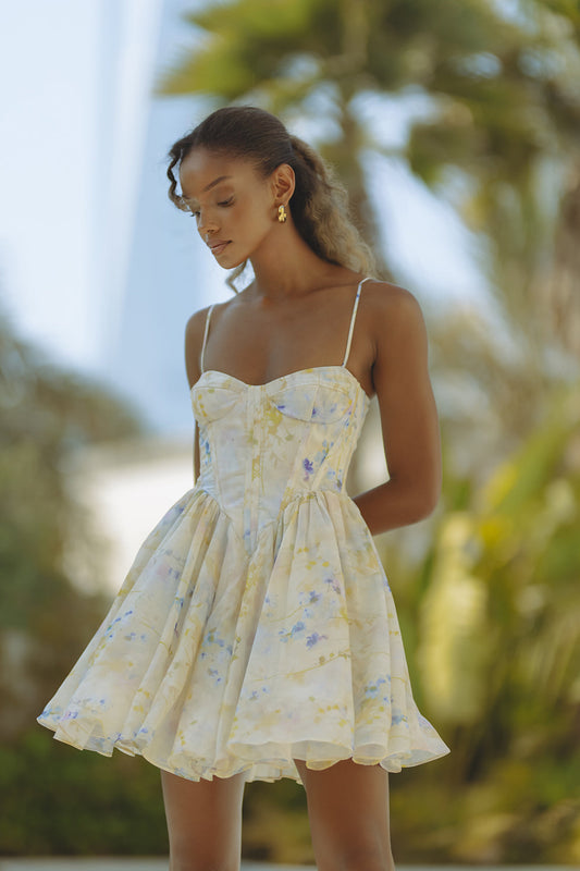 ASHTA CORSET MINI DRESS - SOFT YELLOW