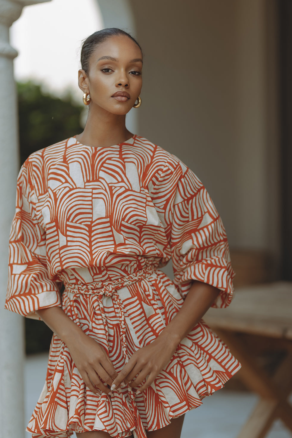 ZILPAH COTTON MINI DRESS - RUST MIRAGE