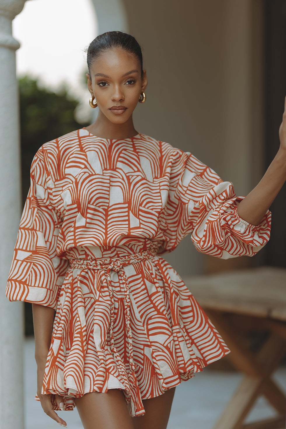 ZILPAH COTTON MINI DRESS - RUST MIRAGE