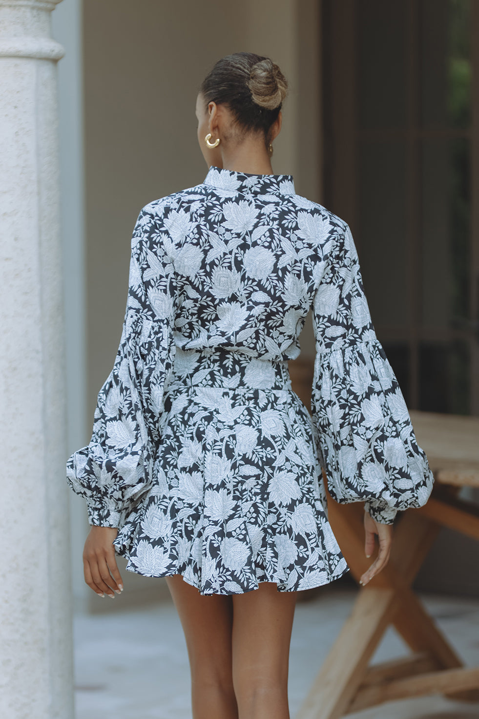 TESSA COTTON MINI DRESS - BOTANIC ETCH