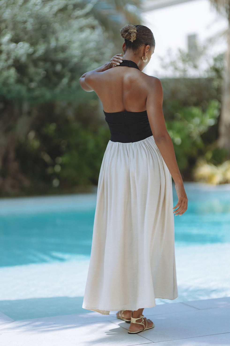 SAMMI MIDI DRESS - BLACK/CREAM