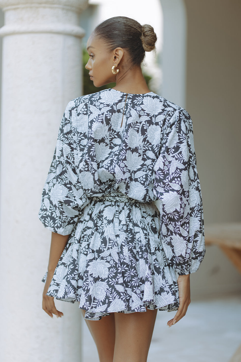 ZILPAH COTTON MINI DRESS - BOTANIC ETCH