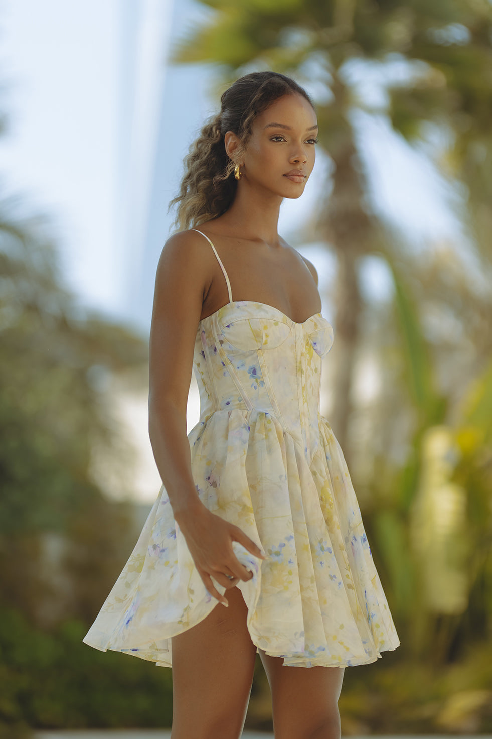 ASHTA CORSET MINI DRESS - SOFT YELLOW