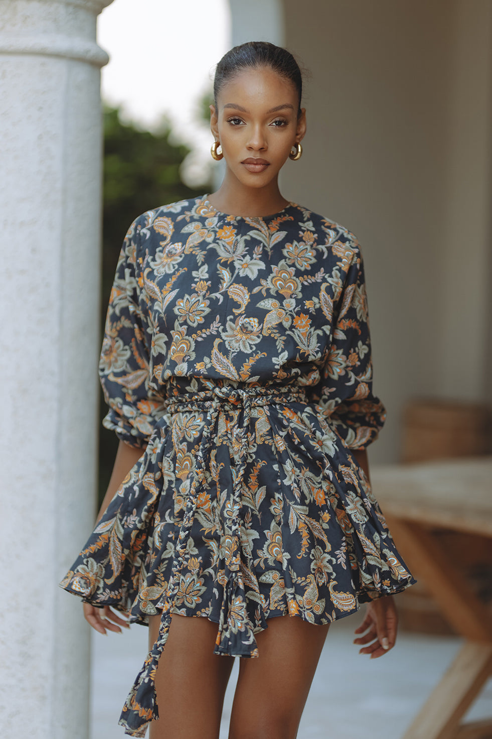 ZILPAH COTTON MINI DRESS - FLORAL BOHEME