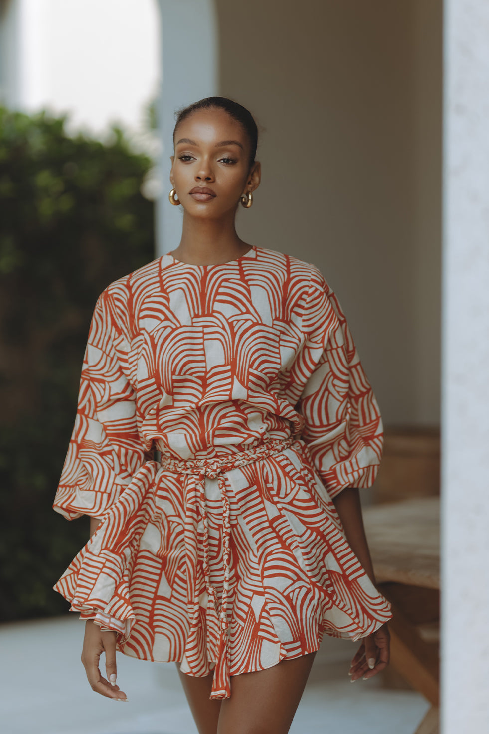 ZILPAH COTTON MINI DRESS - RUST MIRAGE
