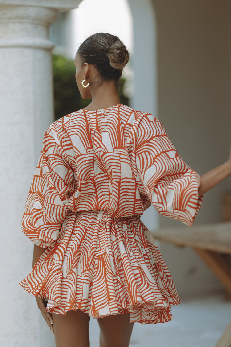 ZILPAH COTTON MINI DRESS - RUST MIRAGE
