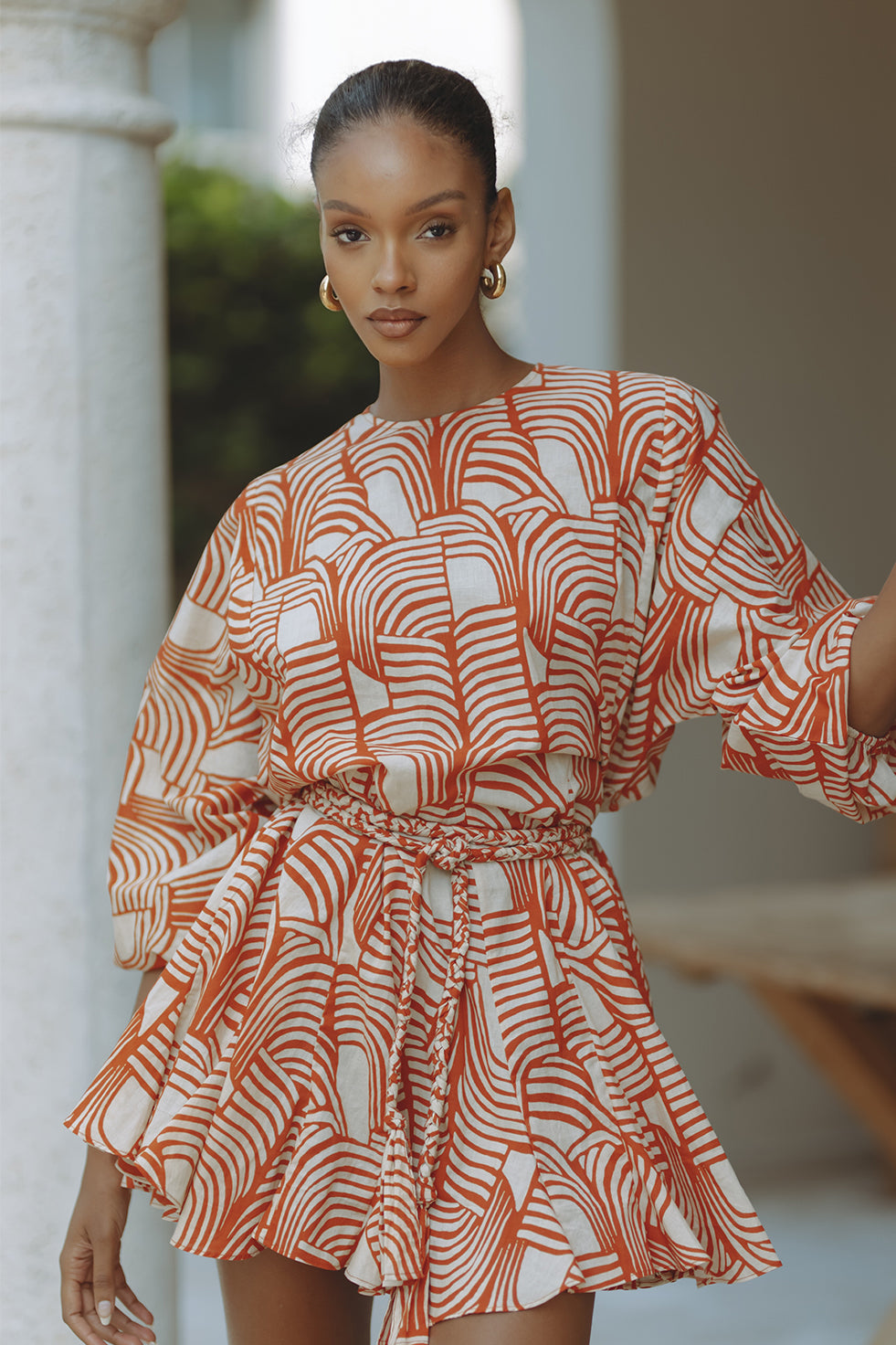 ZILPAH COTTON MINI DRESS - RUST MIRAGE