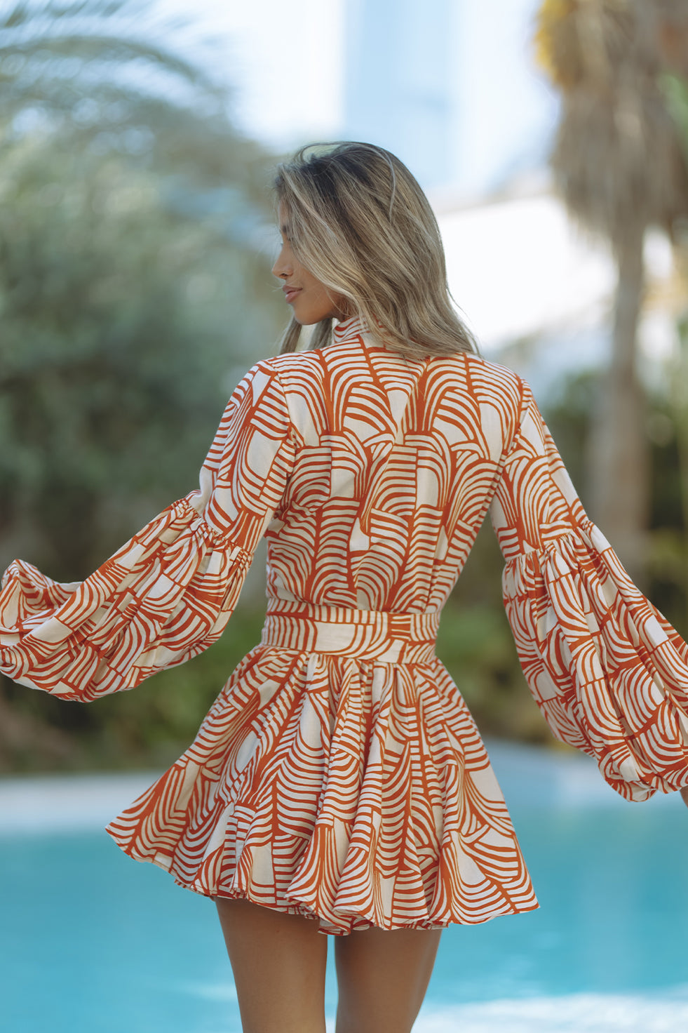 TESSA COTTON MINI DRESS - RUST MIRAGE