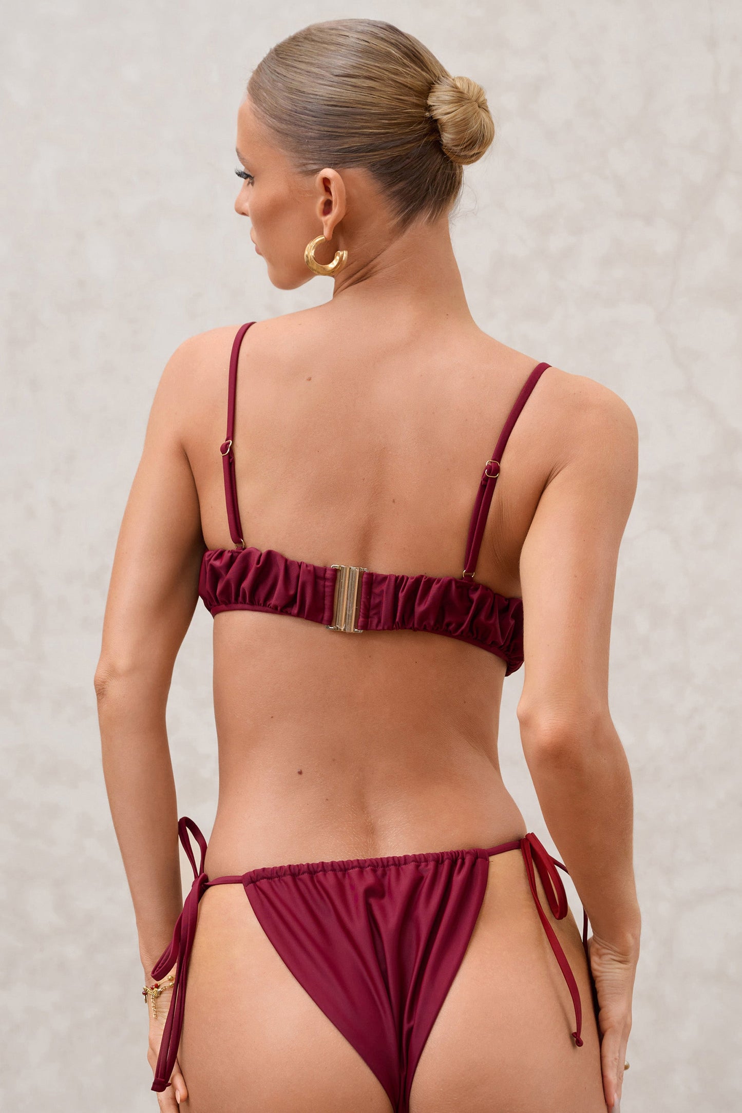 Unfound | Burgundy Pleated Chain Bikini Top