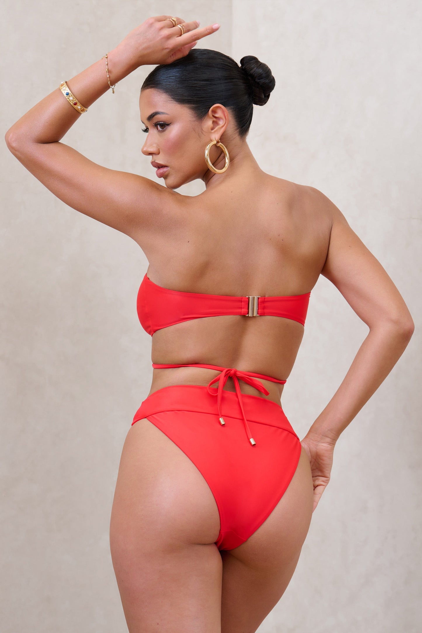 Rises | Red High Waisted Bikini Bottoms