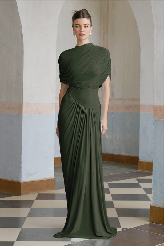 Vestale  Asymmetrical Pleated Maxi Dress