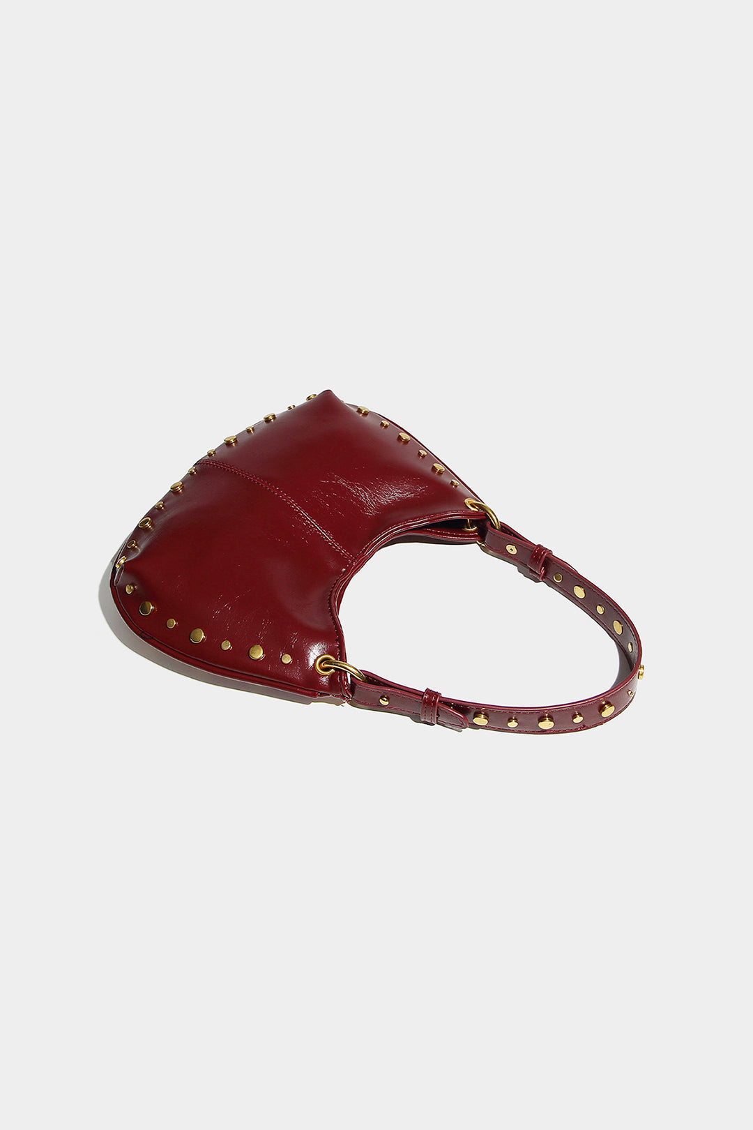 Faux Leather Chain Stud Shoulder Bag