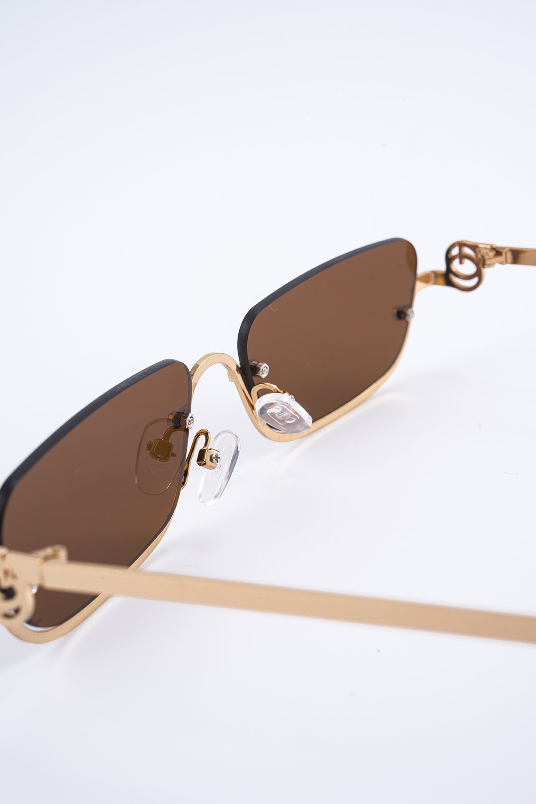 Metal Square Half-Frame Sunglasses