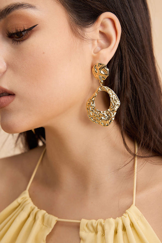 Metal Textured Irregular Earrings