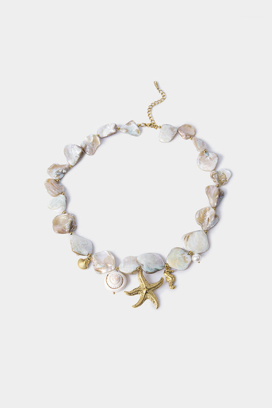 Steel Irregular Starfish Shell Conch Necklace