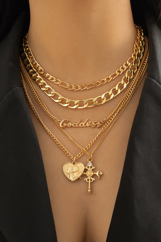 Multi-Layer Chain Coin Pendant Necklace
