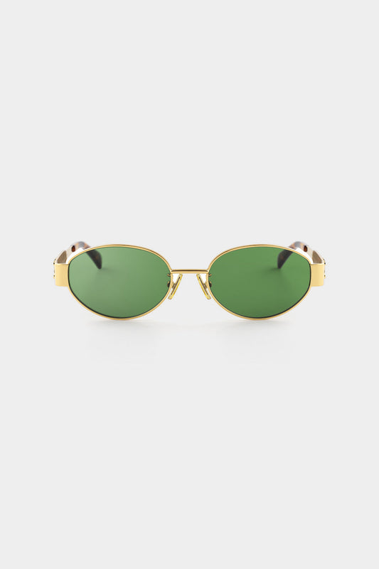 Metallic Oval Retro Sunglasses