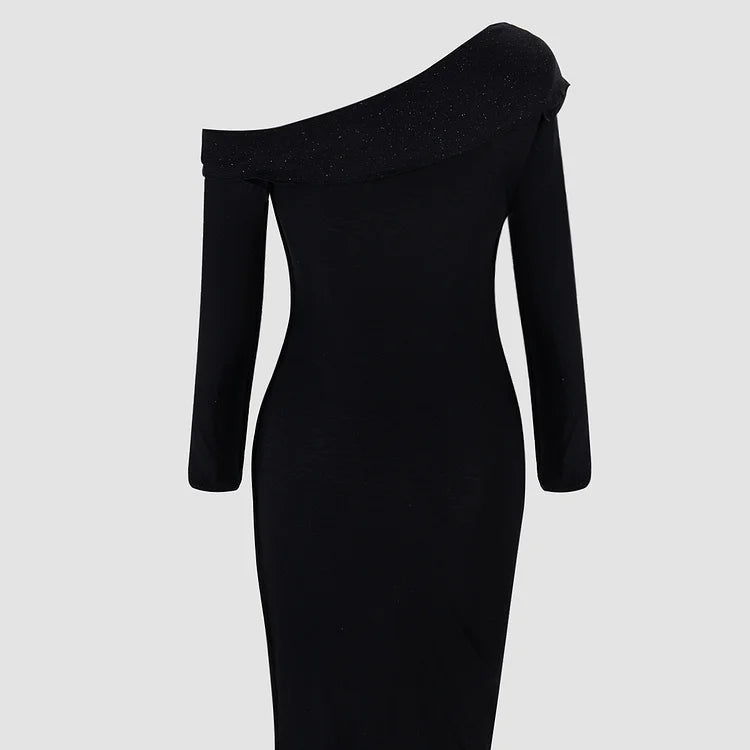 Brittany Robe Mi-Longue - Noir Pailleté