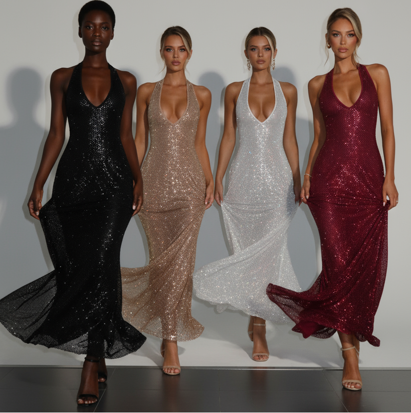 je veux la meme image que tu viens de genererc est parfait je veux juste que les robes soit cintré